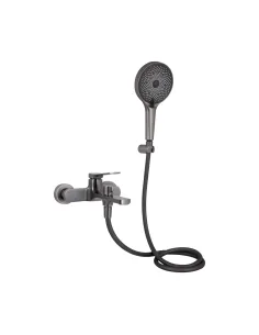 Змішувач для ванни Q-Tap Slavonice Gunmetal Black PVD з душовим набором, чорний