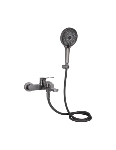 Змішувач для ванни Q-Tap Slavonice Gunmetal Black PVD з душовим набором, чорний