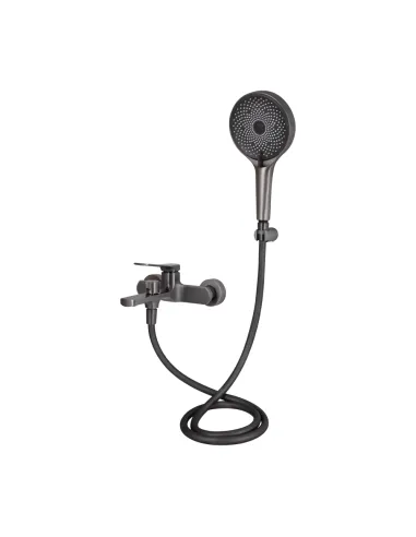 Змішувач для ванни Q-Tap Slavonice Gunmetal Black PVD з душовим набором, чорний