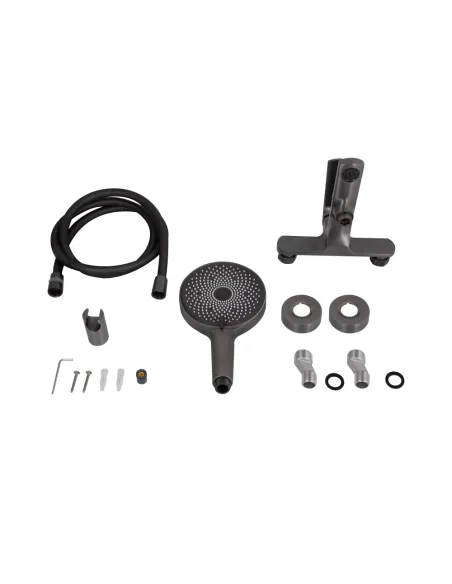 Змішувач для ванни Q-Tap Slavonice Gunmetal Black PVD з душовим набором, чорний