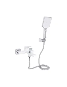 Змішувач для ванни Q-Tap Presto Chrome White з душовим набором, білий.