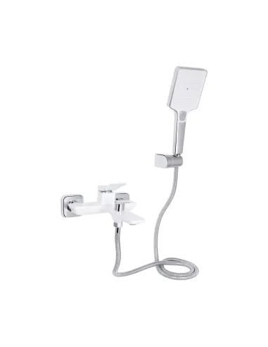 Змішувач для ванни Q-Tap Presto Chrome White з душовим набором, білий.