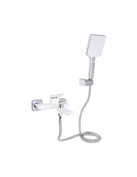 Смеситель для ванны Q-Tap Presto Chrome White с душевым набором, белый