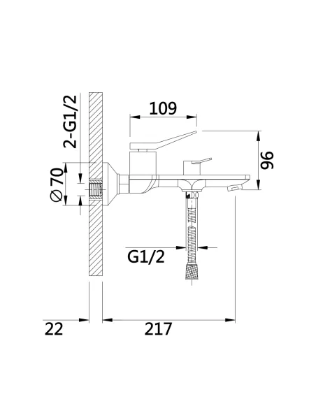 Змішувач для ванни Q-Tap Presto Chrome White з душовим набором, білий.