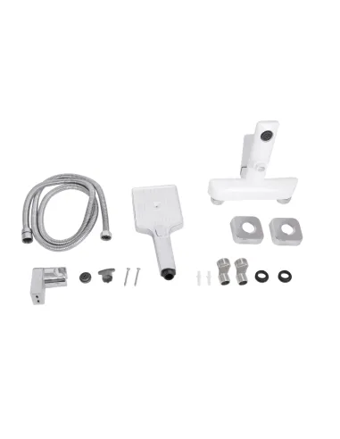 Смеситель для ванны Q-Tap Presto Chrome White с душевым набором, белый