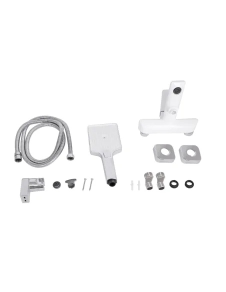 Змішувач для ванни Q-Tap Presto Chrome White з душовим набором, білий.