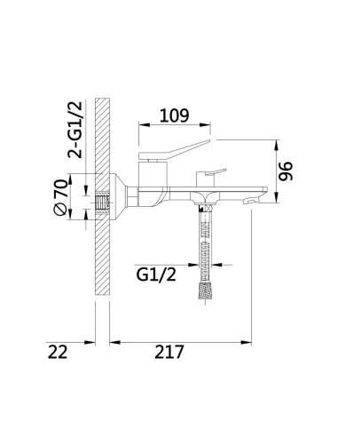 Змішувач для ванни Q-Tap Presto Graphite з душовим набором, сірий