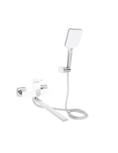 Змішувач для ванни Q-Tap Presto Chrome White довгий поворотний гусак, білий