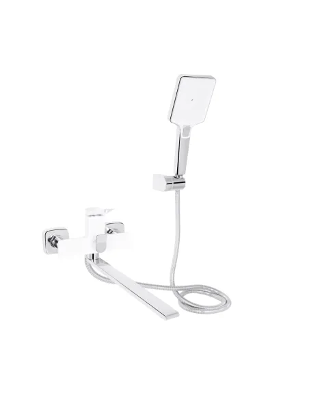 Смеситель для ванны Q-Tap Presto Chrome White поворотный гусак 350 мм, белый