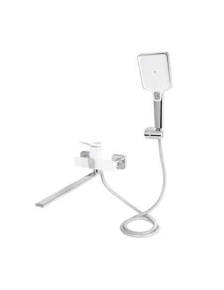 Смеситель для ванны Q-Tap Presto Chrome White поворотный гусак 350 мм, белый