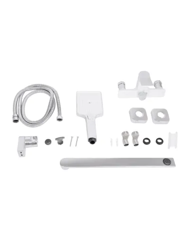 Смеситель для ванны Q-Tap Presto Chrome White поворотный гусак 350 мм, белый