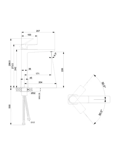 Змішувач для умивальника Lidz Orion 001FH Chrome, одноважільний