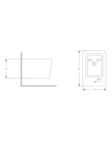 Біде Q-Тap Crow White QT05555371W, 485х340х290 мм, підвісне