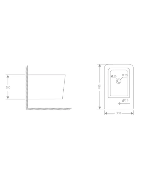 Біде Q-Тap Crow White QT05555371W, 485х340х290 мм, підвісне