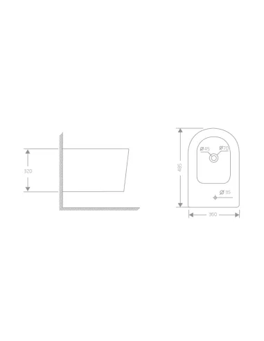 Біде Q-Тap Swan White QT16555379W, 485х360х320 мм, підвісне