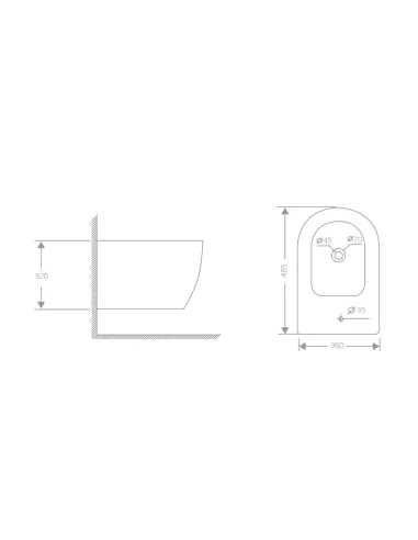 Биде Q-Тap Jay White QT07555377W, 485х360х320 мм, подвесное