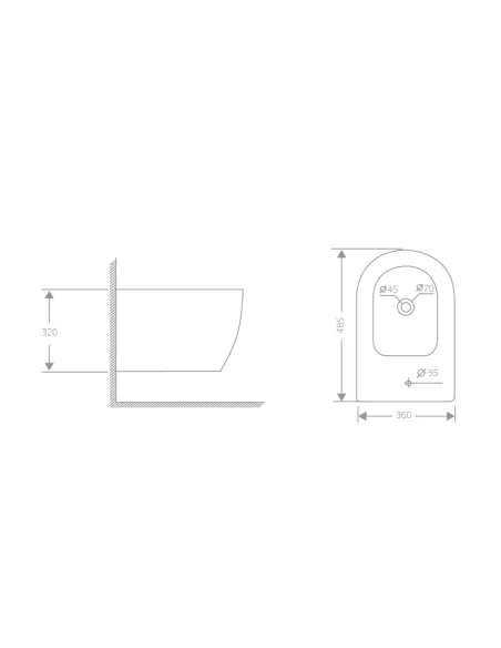Биде Q-Тap Jay White QT07555377W, 485х360х320 мм, подвесное