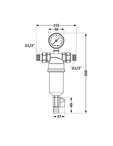 Самопромывной фильтр Thermo Alliance Standart TAS128W15 1/2 дюйма с манометром