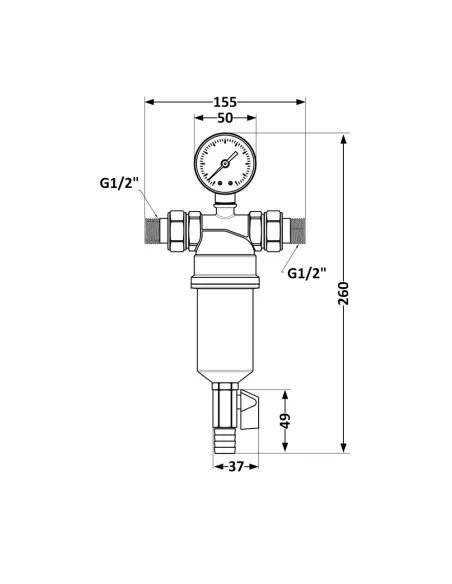 Самопромивний фільтр Thermo Alliance Standart TAS128W15 1/2 дюйми з манометром