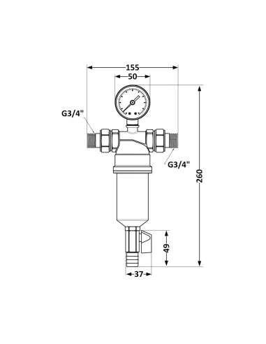 Самопромывной фильтр Thermo Alliance Standart TAS128W20 3/4 дюйма с манометром