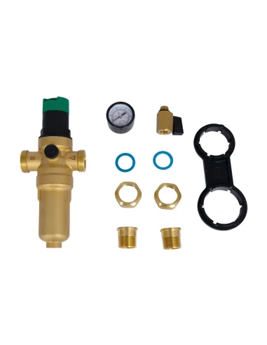 Самопромывной фильтр Thermo Alliance Forte SF128W20H 3/4 дюйма с редуктором и манометром, для горячей воды