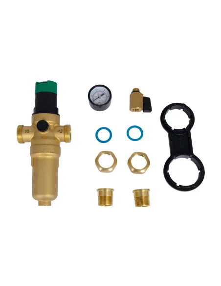 Самопромывной фильтр Thermo Alliance Forte SF128W20H 3/4 дюйма с редуктором и манометром, для горячей воды