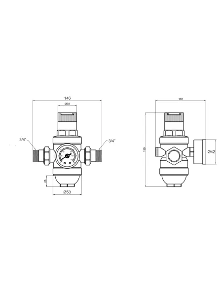 Самопромывной фильтр Thermo Alliance Forte SF128W20 3/4 дюйма с редуктором и манометром, для холодной воды