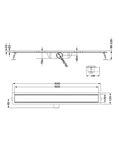 Душевой трап Q-Тap Taurus FA1000, линейный, сухой затвор