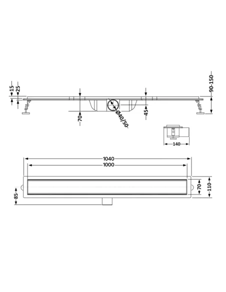 Душовий трап Q-Тap Taurus FA1000, лінійний, сухий затвор