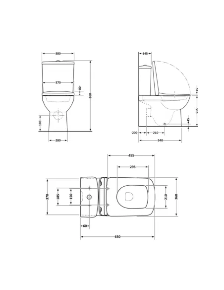 Унитаз компакт Q-Тap Crow Eco, безободковый, сиденье Soft-close