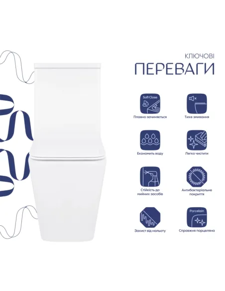 Унитаз компакт Q-Тap Crow Eco, безободковый, сиденье Soft-close