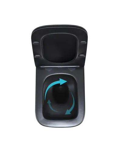 Унитаз Q-Tap Crow Ultra Quiet Matt Black, 485х340х290 мм, безободковый, подвесной