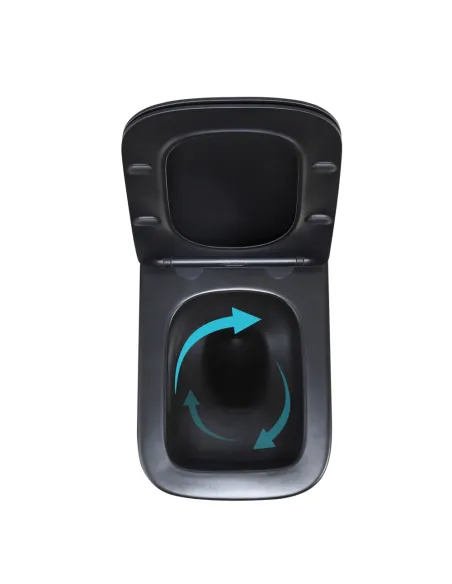 Унітаз Q-Tap Crow Ultra Quiet Matt Black, 485х340х290 мм, безободковий, підвісний