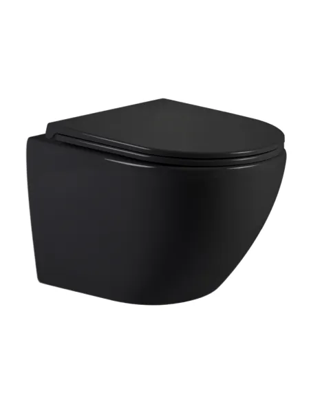 Унитаз Q-Tap Jay Ultra Quiet Matt Black, 485х360х320 мм, безободковый, подвесной