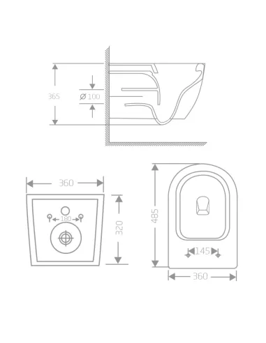 Унитаз Q-Tap Jay Ultra Quiet Matt Black, 485х360х320 мм, безободковый, подвесной