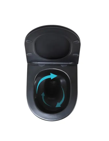Унітаз Q-Tap Jay Ultra Quiet Matt Black, 485х360х320 мм, безободковий, підвісний