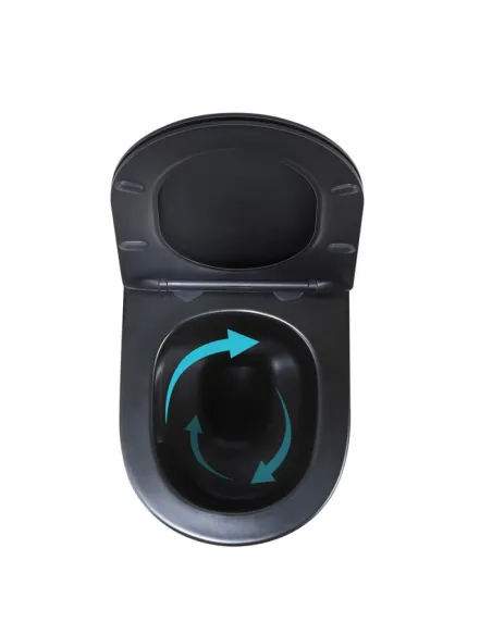 Унитаз Q-Tap Jay Ultra Quiet Matt Black, 485х360х320 мм, безободковый, подвесной