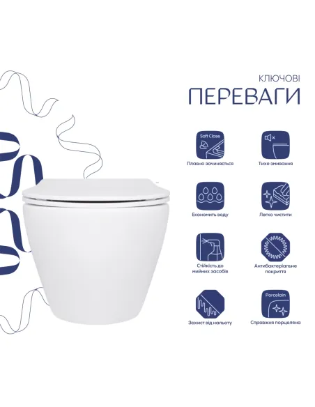 Унитаз Q-Tap Jay Rimless Quick Relase White, 485х360х320 мм, безободковый, подвесной