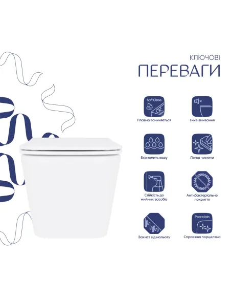 Унитаз Q-Tap Crow Rimless Quick Relase White, 485х340х330 мм, безободковый, подвесной