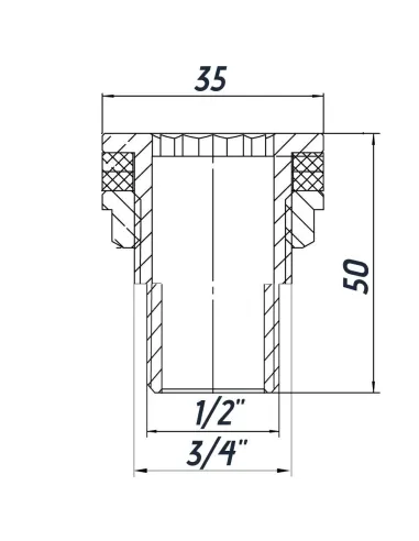 Врезка никеллировананяв бак Optimum NO303R 1/2 дюйма, усиленная