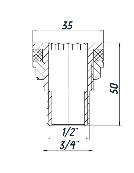 Врезка никеллировананяв бак Optimum NO303R 1/2 дюйма, усиленная