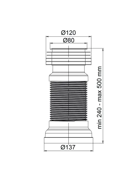Гофротруба для унітазу Optimum OPTI-01032/55 110/550 мм для чавунної каналізації