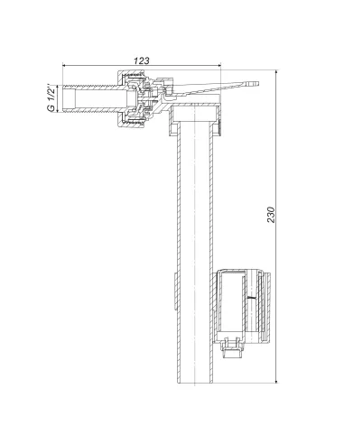 Клапан заполнения бачка унитаза Optimum OPTI 0207 с боковым подключением  и пластиковой резьбой 1/2 дюйма