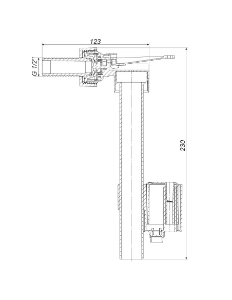 Клапан заполнения бачка унитаза Optimum OPTI 0207 с боковым подключением  и пластиковой резьбой 1/2 дюйма