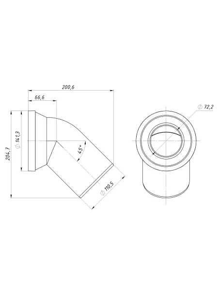 Коліно для унітазу Optimum OPTI 31410/227, 45 градусів, діаметр 110 мм