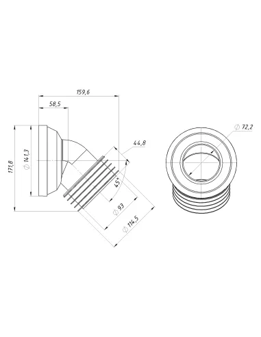 Коліно для унітазу Optimum OPTI 30515/147, 4,5 градуси, діаметр 115 мм