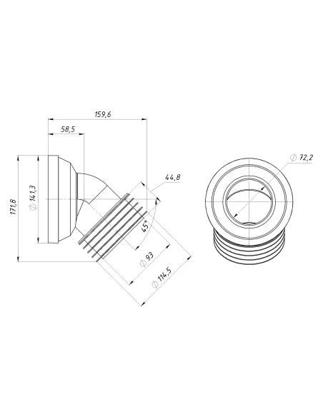Коліно для унітазу Optimum OPTI 30515/147, 4,5 градуси, діаметр 115 мм