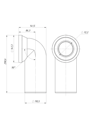 Колено для унитаза Optimum OPTI 41410/296, 90 градусов, диаметр 110 мм