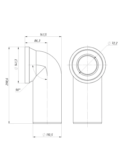 Коліно для унітазу Optimum OPTI 41410/296, 90 градусів, діаметр 110 мм