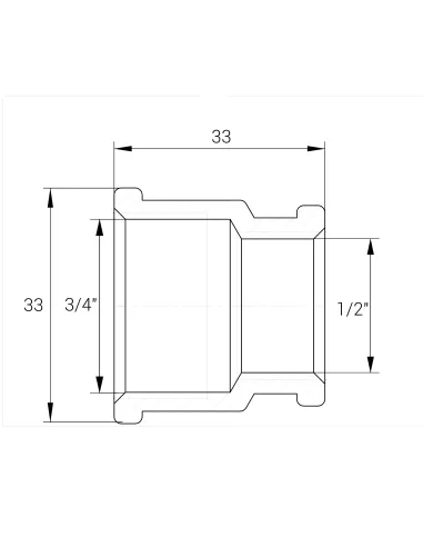 Муфта редукционная Optimum NM431L ВВ 3/4х1/2 дюйма, никелированная